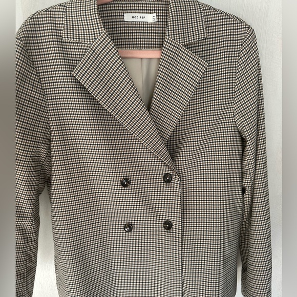 Mod Ref Plaid Pocketed Button Up Blazer Oversize Business Casual - Picture 5 of 8